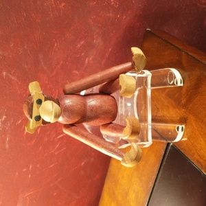 Rare - Antique - 50s-60s Viking Jointed Teak Wood Hand Made in Japan Monkey Toy